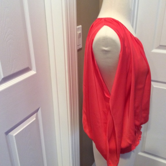 Kenar coral smocked waist blouse Sz S - Picture 4 of 7